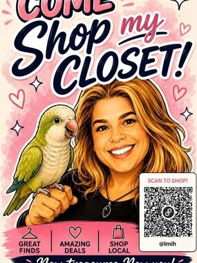 Graphic 'Come Shop My Closet' Poster - Pink, Black, Green